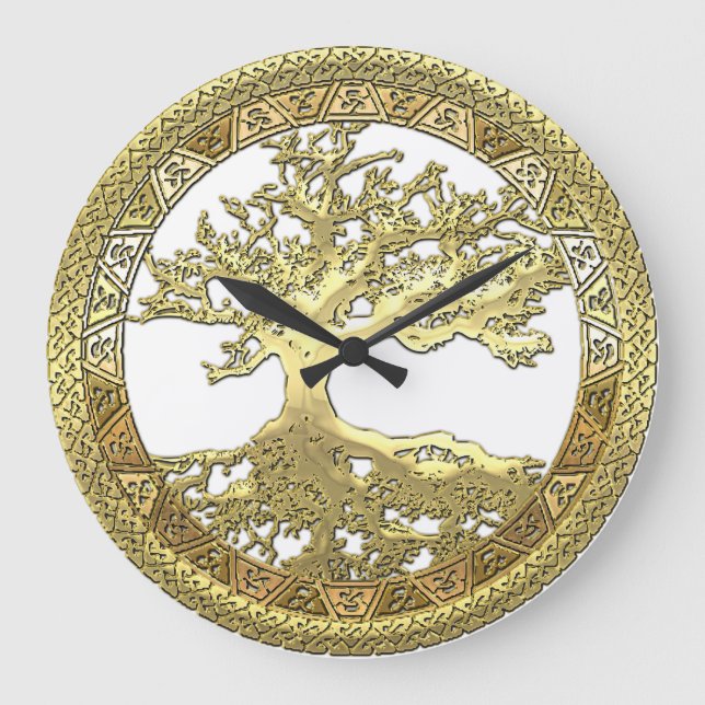Reloj Redondo Grande [200] Árbol celta de vida [Oro] (Anverso)