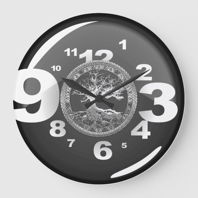 Reloj Redondo Grande [200] Árbol celta de vida [Plata] (Anverso)