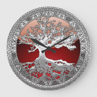 Reloj Redondo Grande [200] Árbol celta de vida [Plata]