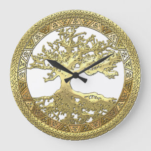 Reloj Redondo Grande [200] Árbol de la vida céltico [oro]