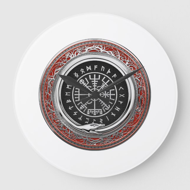 Reloj Redondo Grande [200] Vegvisir - Viking Silver Magic Runic Compass (Anverso)