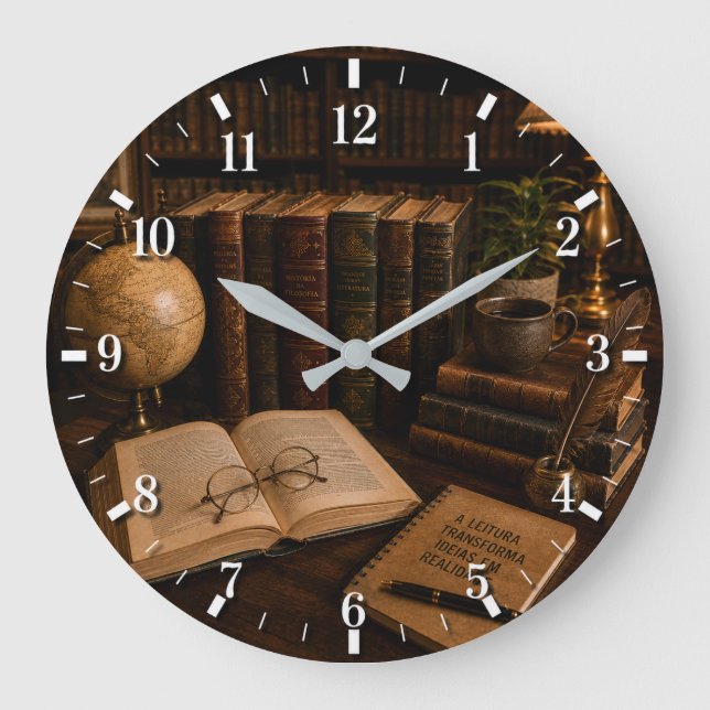 Reloj Redondo Grande 2026 Books Wall Clock (Anverso)