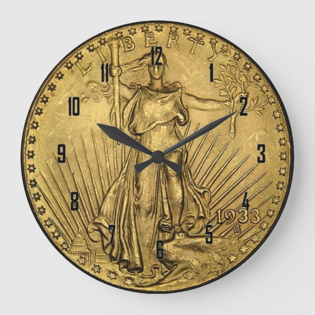 RELOJ REDONDO GRANDE $20 PEDAZOS DEL ORO (Anverso)