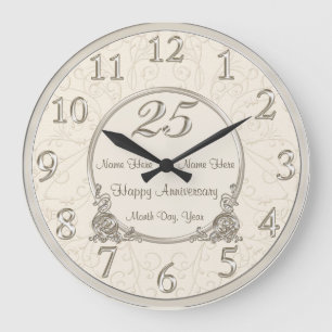 Reloj Redondo Grande 25º Aniversario Boda Clocks PAPAS NOMBRES FECHA