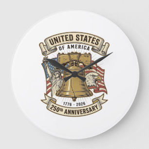 Reloj Redondo Grande 250º Aniversario de Estados Unidos Vector Patrióti