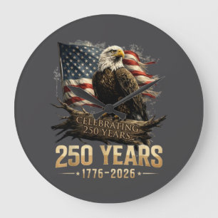 Reloj Redondo Grande 250º Aniversario USA Patriótico 250 Años Americano