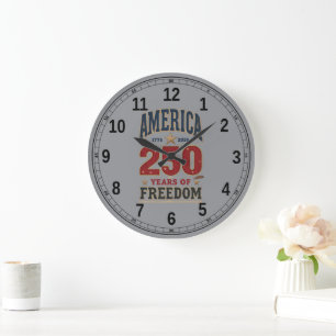 Reloj Redondo Grande 250º Libertador Americano 1776 Franjas Patrióticas