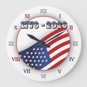 Reloj Redondo Grande 250 Años USA Libertad 1776-2026 Patriótico 