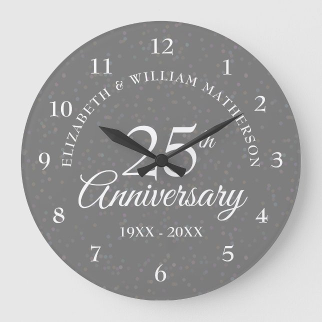 Reloj Redondo Grande 25° Aniversario de Plata Stardust (Anverso)