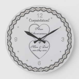 Reloj Redondo Grande 25° Aniversario del Boda de Plata