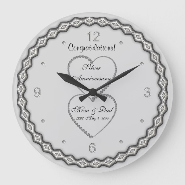 Reloj Redondo Grande 25° Aniversario del Boda de Plata (Anverso)