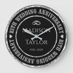 Reloj Redondo Grande 25 Aniversario Diamantes Texto Reloj grande