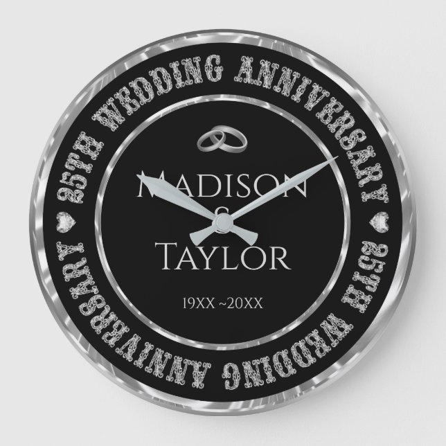 Reloj Redondo Grande 25 Aniversario Diamantes Texto Reloj grande (Anverso)