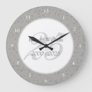 Reloj Redondo Grande 25to Confeti de Stardust de la plata del