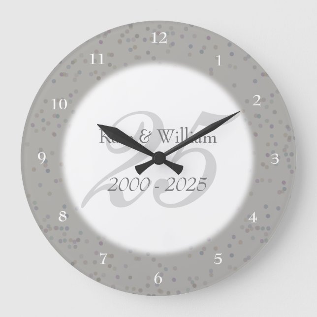 Reloj Redondo Grande 25to Confeti de Stardust de la plata del (Anverso)