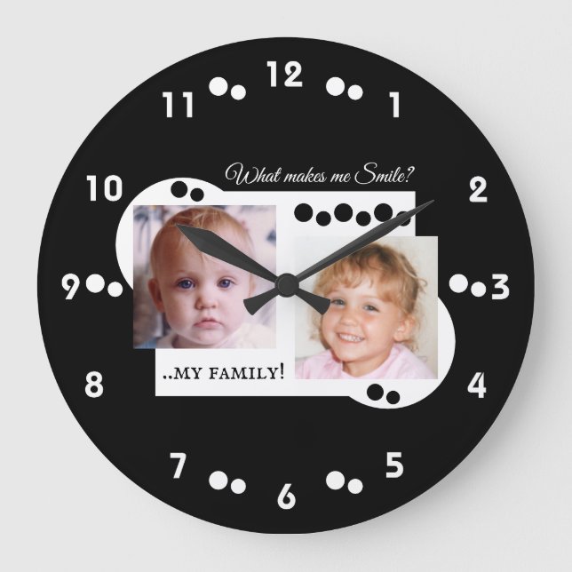 Reloj Redondo Grande 2 foto de mi familia negra (Anverso)