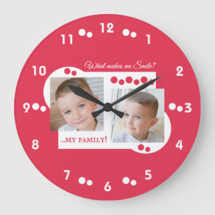 Reloj Redondo Grande 2 foto de mi familia roja