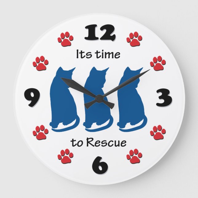 Reloj Redondo Grande 3 Cats - Its Time to Rescue (Anverso)