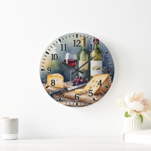 Reloj Redondo Grande #3 Vino y Queso