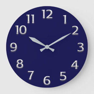 Reloj Redondo Grande 3D Efecto GRAY Mínimo Marina Azul Moderna