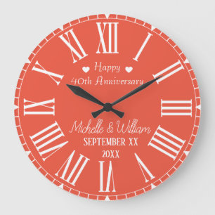 Reloj Redondo Grande 40 Aniversario de Bodas Personalizado