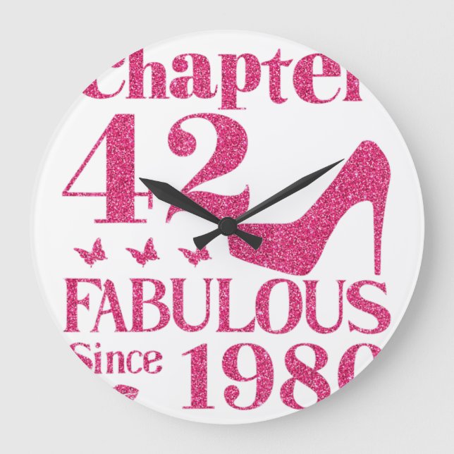 Reloj Redondo Grande 42º cumpleaños Capítulo 42 Fabuloso desde 1980  (Anverso)