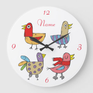Reloj Redondo Grande 4 Aves divertidas Thunder_Cove