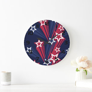 Reloj Redondo Grande 4 de julio Estrellas patrióticas rojo blanco y azu