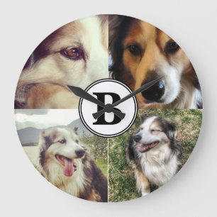 Reloj Redondo Grande 4 fotos y monogramas de Instagram personalizados