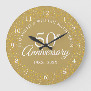 Reloj Redondo Grande 50º Aniversario Corazones Dorados