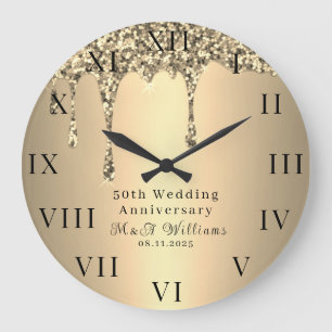 Reloj Redondo Grande 50º Aniversario de Boda Moderno Elegante Quincuagé
