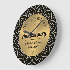 Reloj Redondo Grande 50.º Aniversario Boda Oro y Diamantes