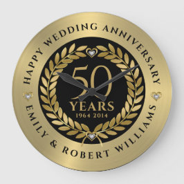 Reloj Redondo Grande 50.º boda aniversario Lealtad de oro