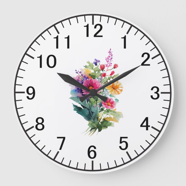 Reloj Redondo Grande 50.º Boda rosado Rosas Aniversario de la vegetació (Anverso)