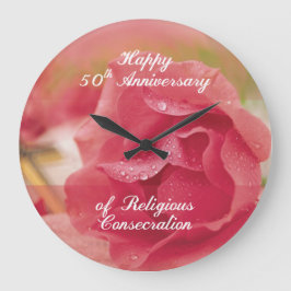 Reloj Redondo Grande 50° Aniversario de la consagración religiosa Rosa 