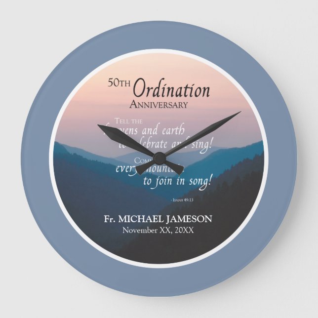 Reloj Redondo Grande 50° Aniversario de la Ordenación Felicitaciones (Anverso)