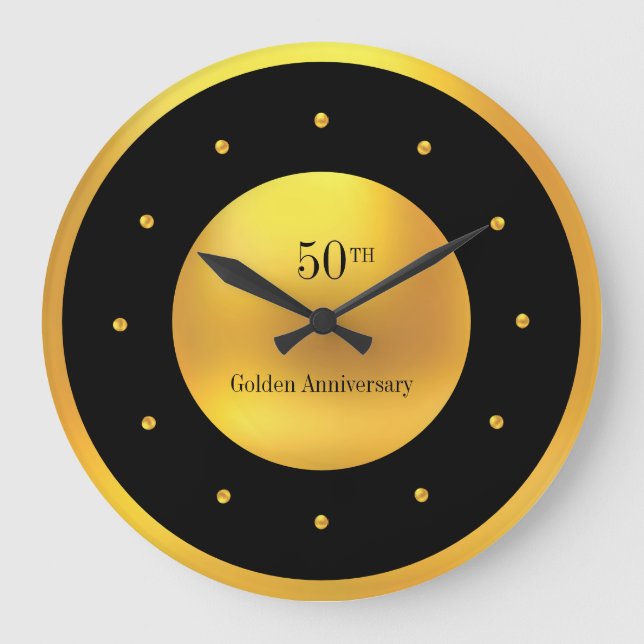 Reloj Redondo Grande 50th Anniversary Gold & Black (Anverso)