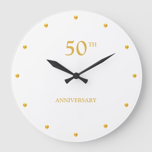 Reloj Redondo Grande 50TH Anniversary & Golden Dots on White (Anverso)