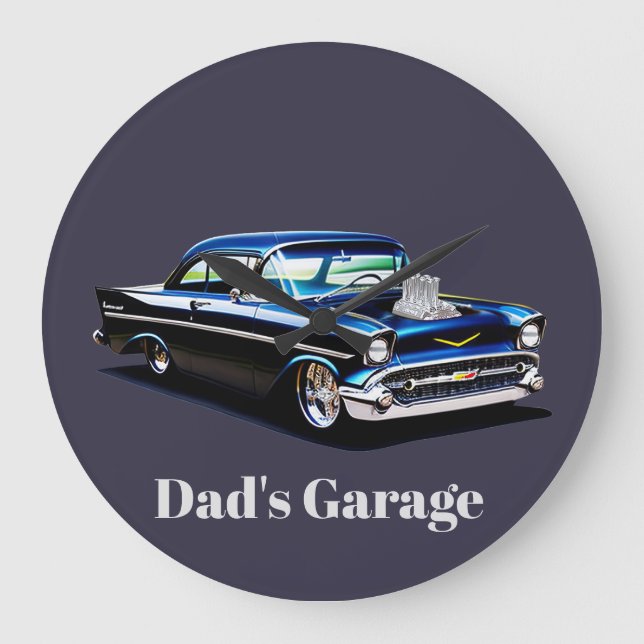 Reloj Redondo Grande 57 Blown Classic Car Muscle Street Rod (Anverso)