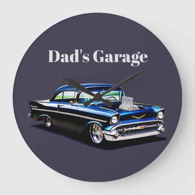 Reloj Redondo Grande 57 Classic Blown Muscle Car (Anverso)