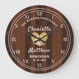 Reloj Redondo Grande 5.º Aniversario Boda Regalo Personalizado Grande C