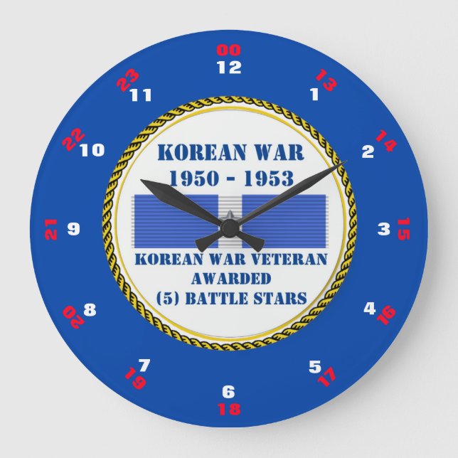 RELOJ REDONDO GRANDE 5 BATTLE STARS KOREAN WAR VETERAN (Anverso)