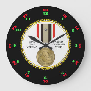 RELOJ REDONDO GRANDE 5 CAMPAIGN STARS IRAQ WAR VETERAN