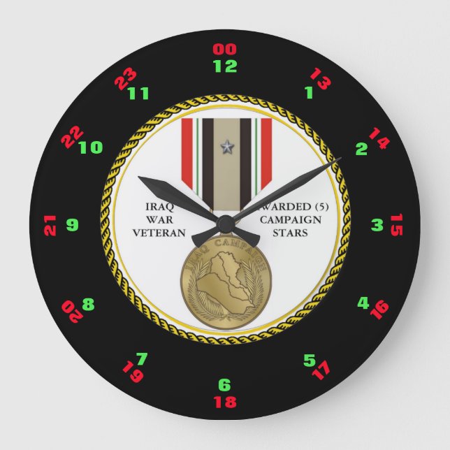 RELOJ REDONDO GRANDE 5 CAMPAIGN STARS IRAQ WAR VETERAN (Anverso)