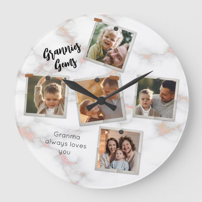 Reloj Redondo Grande 5 Fotografía Moderna Elegante Amor De Familia Coll (Anverso)