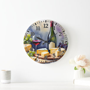 Reloj Redondo Grande #5 Vino y Queso
