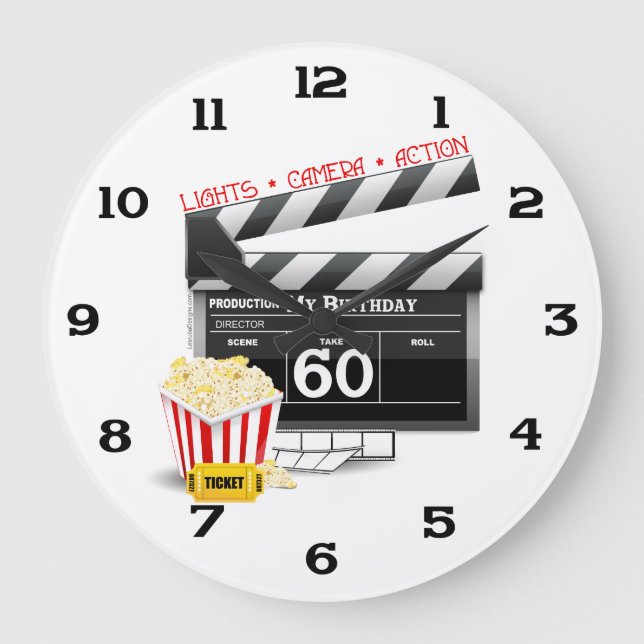 Reloj Redondo Grande 60.º tema de la película de cumpleaños (Anverso)