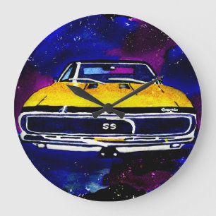 Reloj Redondo Grande "67 Chevy Camaro SS" Watercolor Art Clock Square