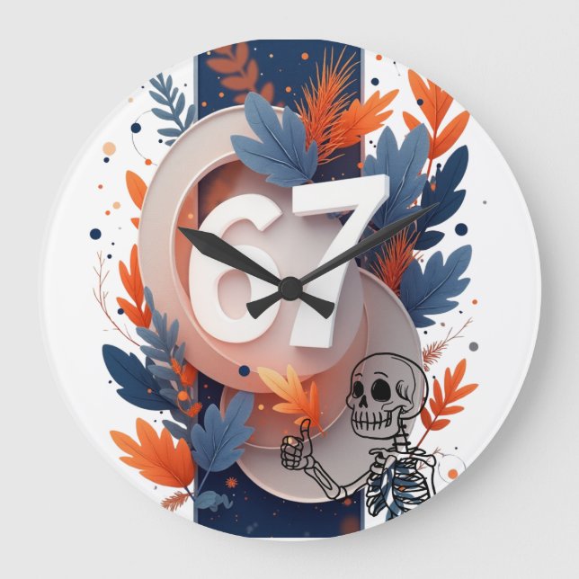 Reloj Redondo Grande 67 Skeleton Hand Halloween (Anverso)