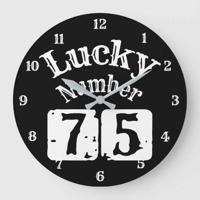 Reloj Redondo Grande 75 - Lucky Number 75 Luck (Anverso)